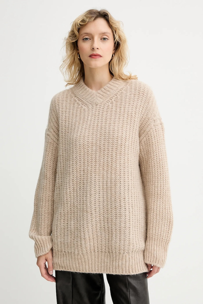 Pulover s dodatkom vune Filippa K boja: smeđa, tople, 31971