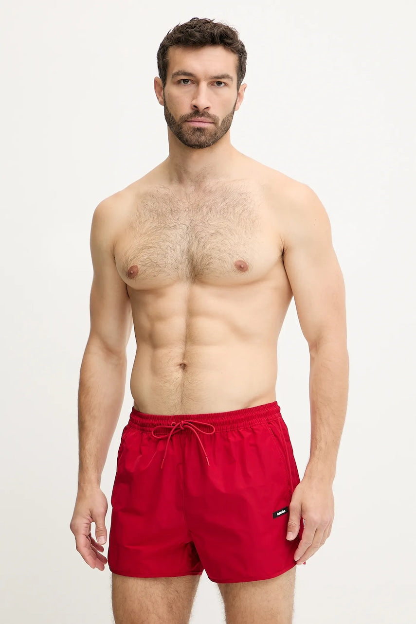 Kratke hlače za kupanje Calvin Klein boja: crvena, LV00N61110