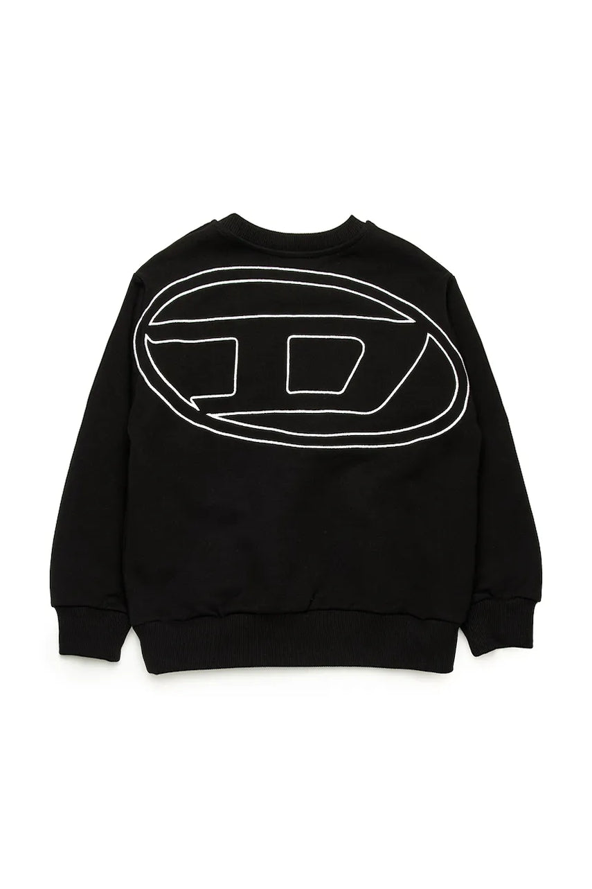 Dječja pamučna dukserica Diesel SROBMEGOVALD OVER SWEAT-SHIRT boja: crna, s tiskom, J02274