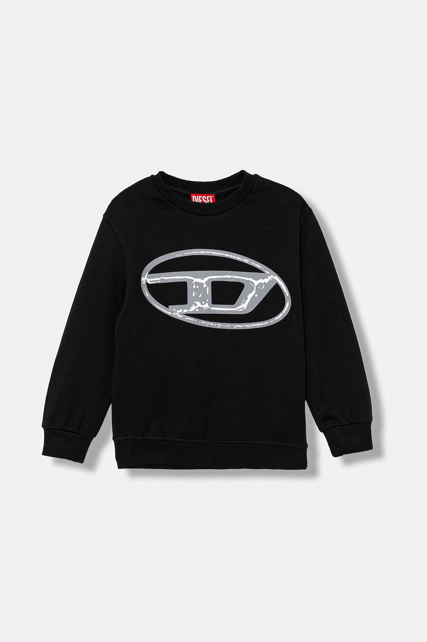 Otroški bombažen pulover Diesel SBONNIE OVER SWEAT-SHIRT črna barva, J02488