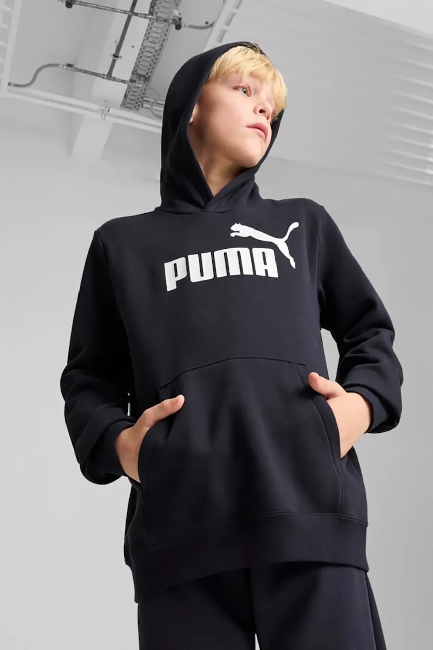 Dječja dukserica Puma ESS No. 1 Logo Hoodie FL B boja: tamno plava, s kapuljačom, s tiskom, 684908