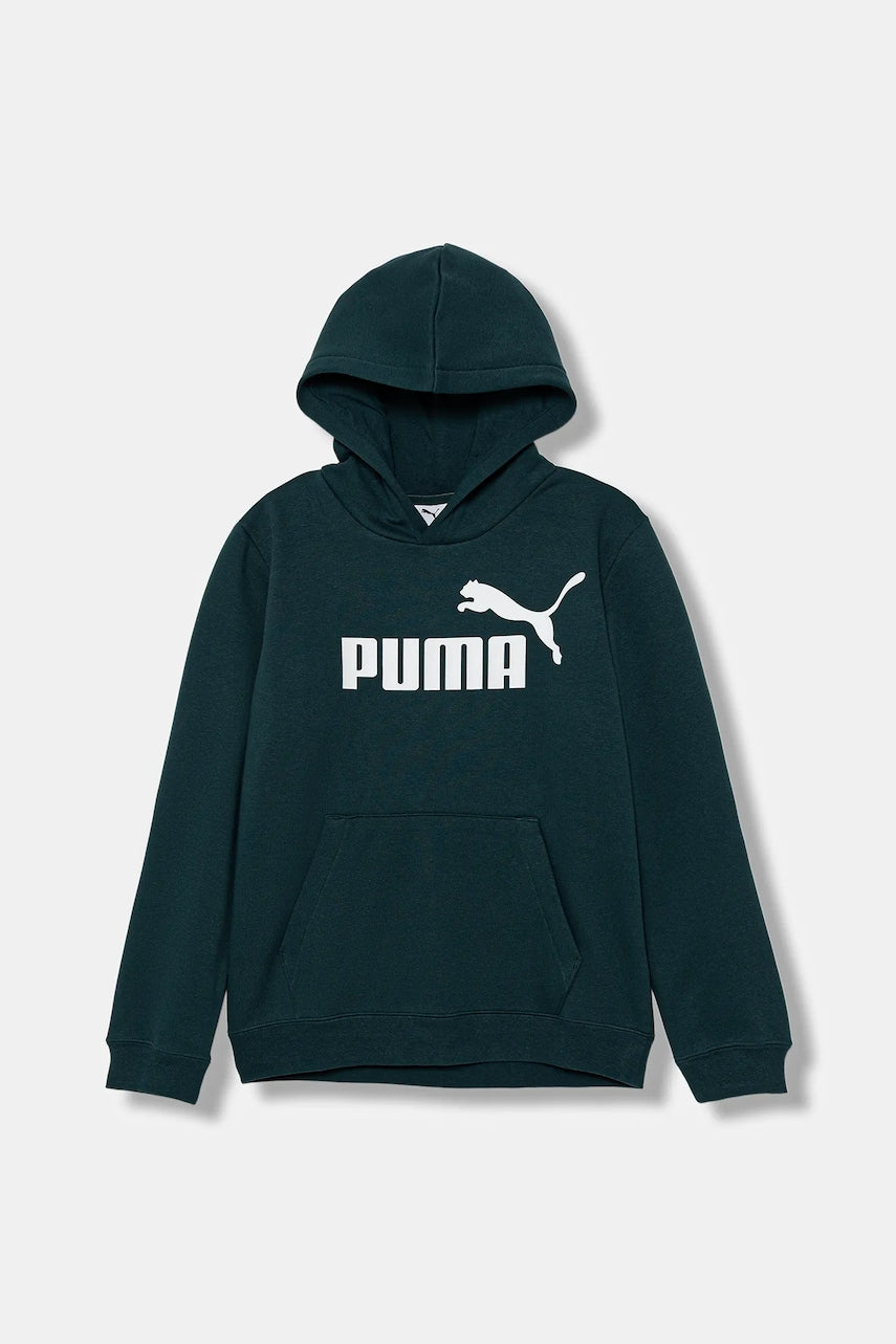 Dječja dukserica Puma ESS No. 1 Logo Hoodie FL B boja: zelena, s kapuljačom, s tiskom, 684908