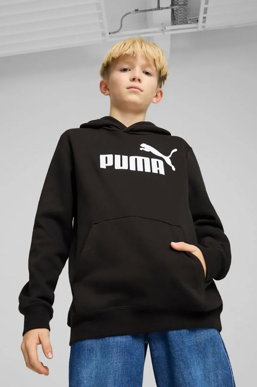 Dječja dukserica Puma ESS No. 1 Logo Hoodie FL B boja: crna, s kapuljačom, s tiskom, 684908