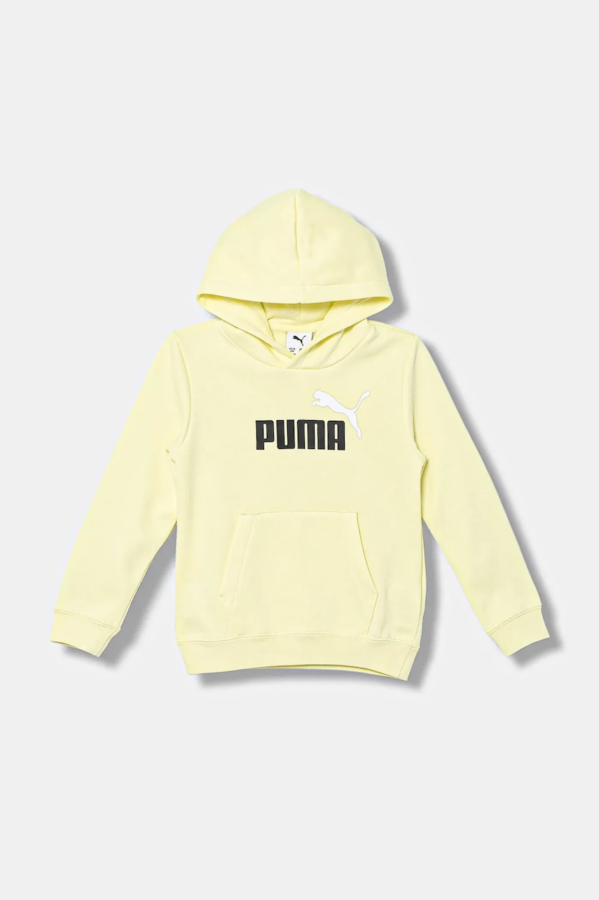 Dječja dukserica Puma ESS 2 COLOR No. 1 Logo Hoodie FL B boja: žuta, s kapuljačom, s tiskom, 685822