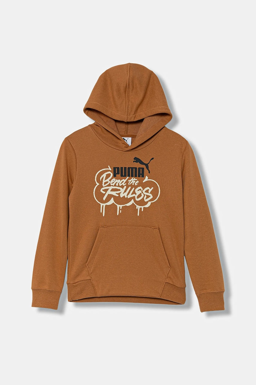 Otroški pulover Puma MID90s Hoodie TR B rjava barva, s kapuco, 688468