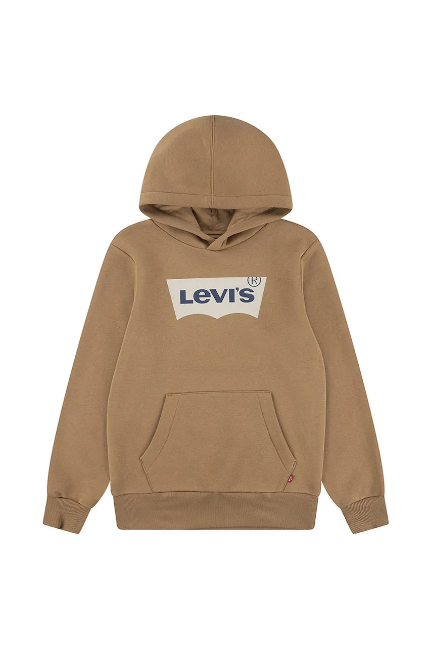 Otroški pulover Levi's BATWING SCREENPRINT HOODIE rjava barva, s kapuco, 8E8778