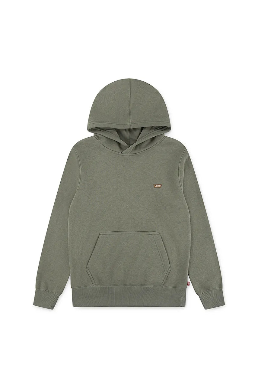Otroški pulover Levi's MINI BATWING HOODIE zelena barva, s kapuco, 8EL452