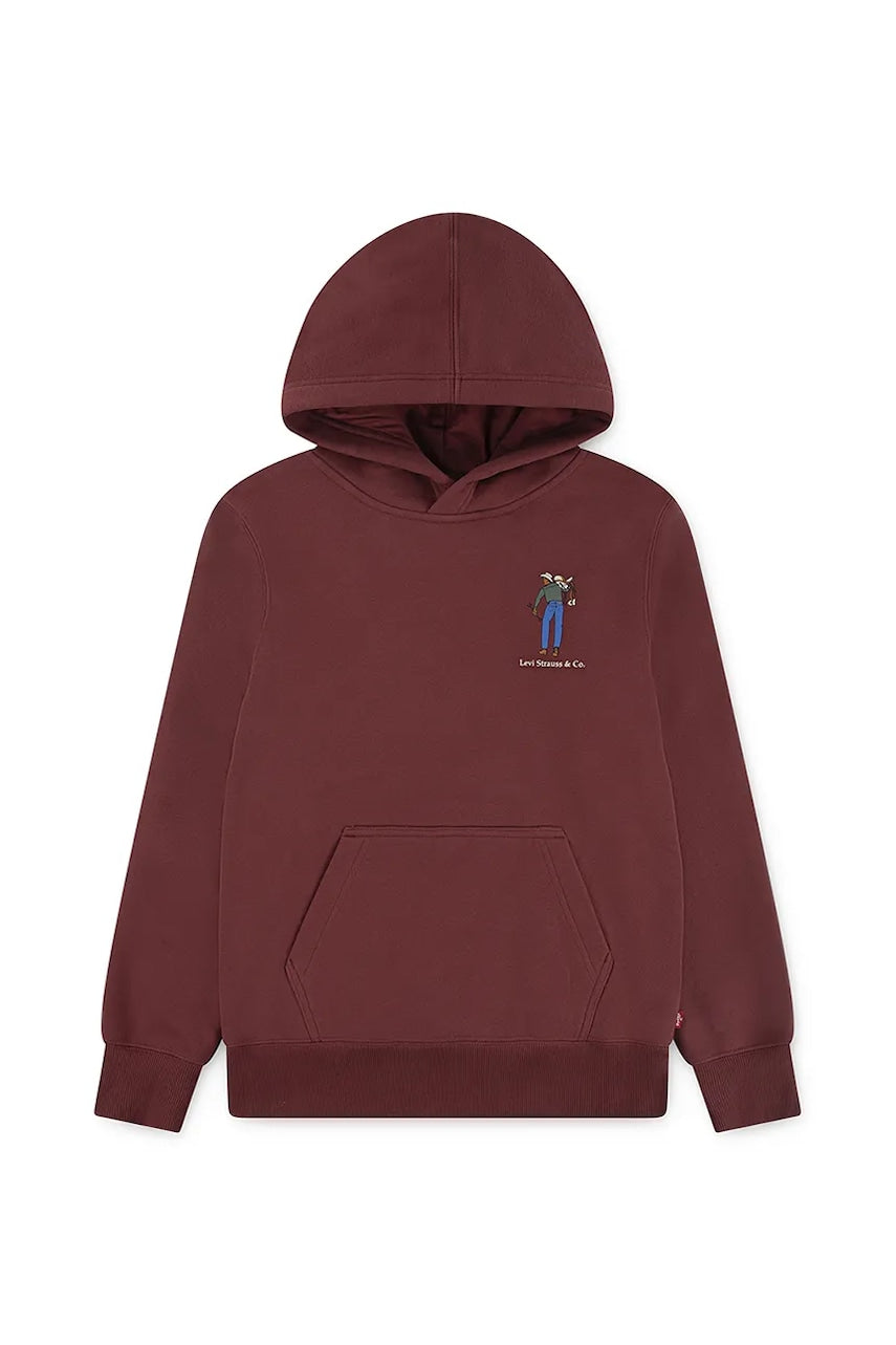 Otroški pulover Levi's SADDLE MAN HOODIE bordo barva, s kapuco, 8EN717