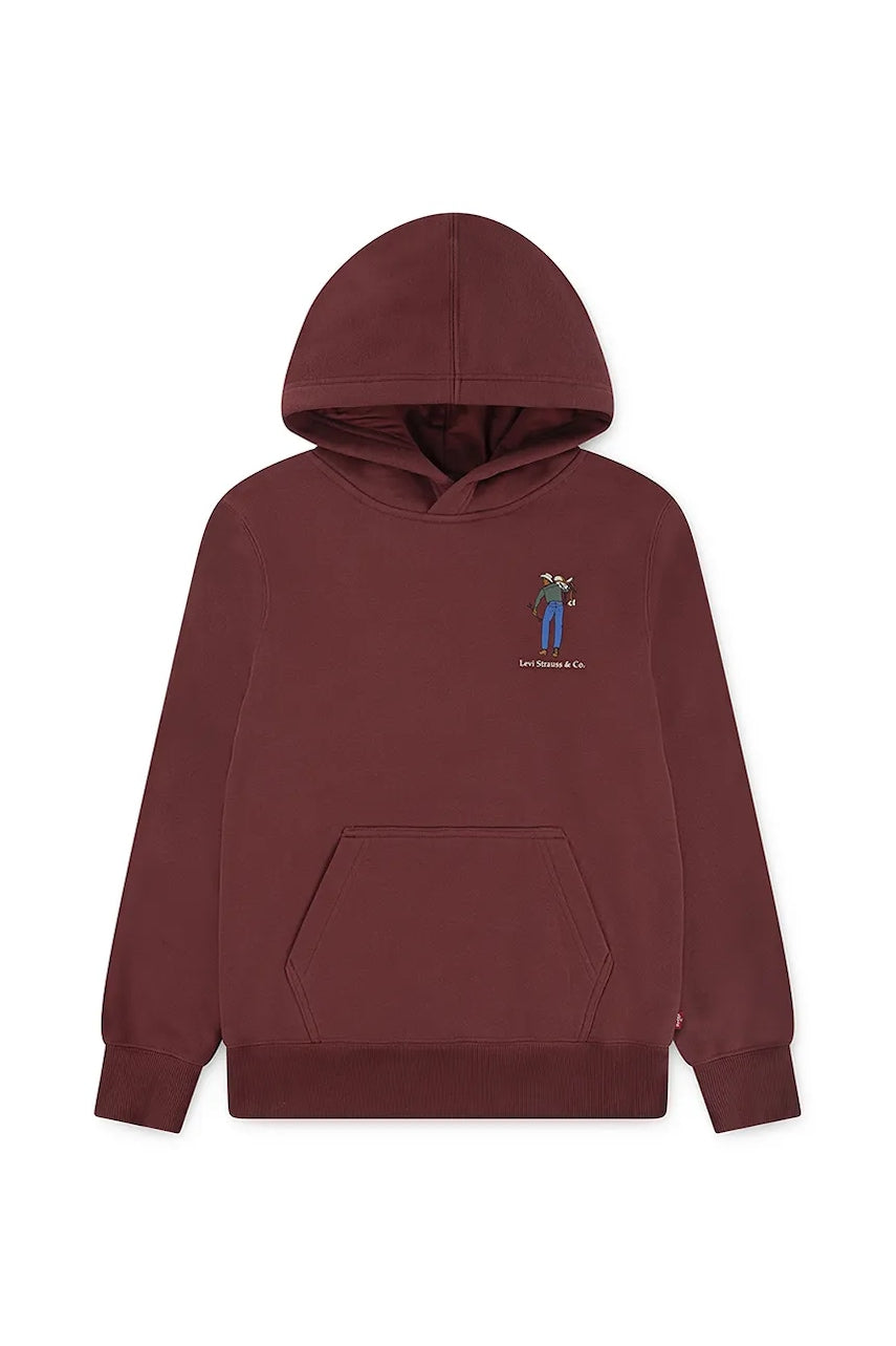 Dječja dukserica Levi's SADDLE MAN HOODIE boja: bordo, s kapuljačom, bez uzorka, 9EN717