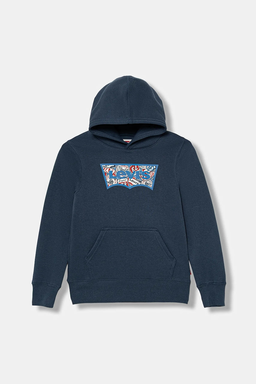 Dječja dukserica Levi's ON THE ROAD BATWING HOODIE boja: tamno plava, s kapuljačom, s tiskom, 9EP036