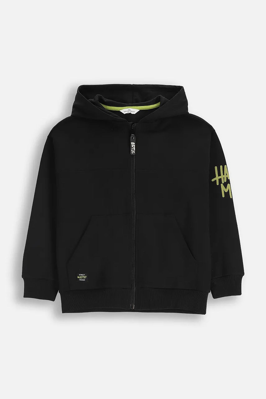 Pulover Coccodrillo črna barva, s kapuco, SPORTS BOY JUNIOR