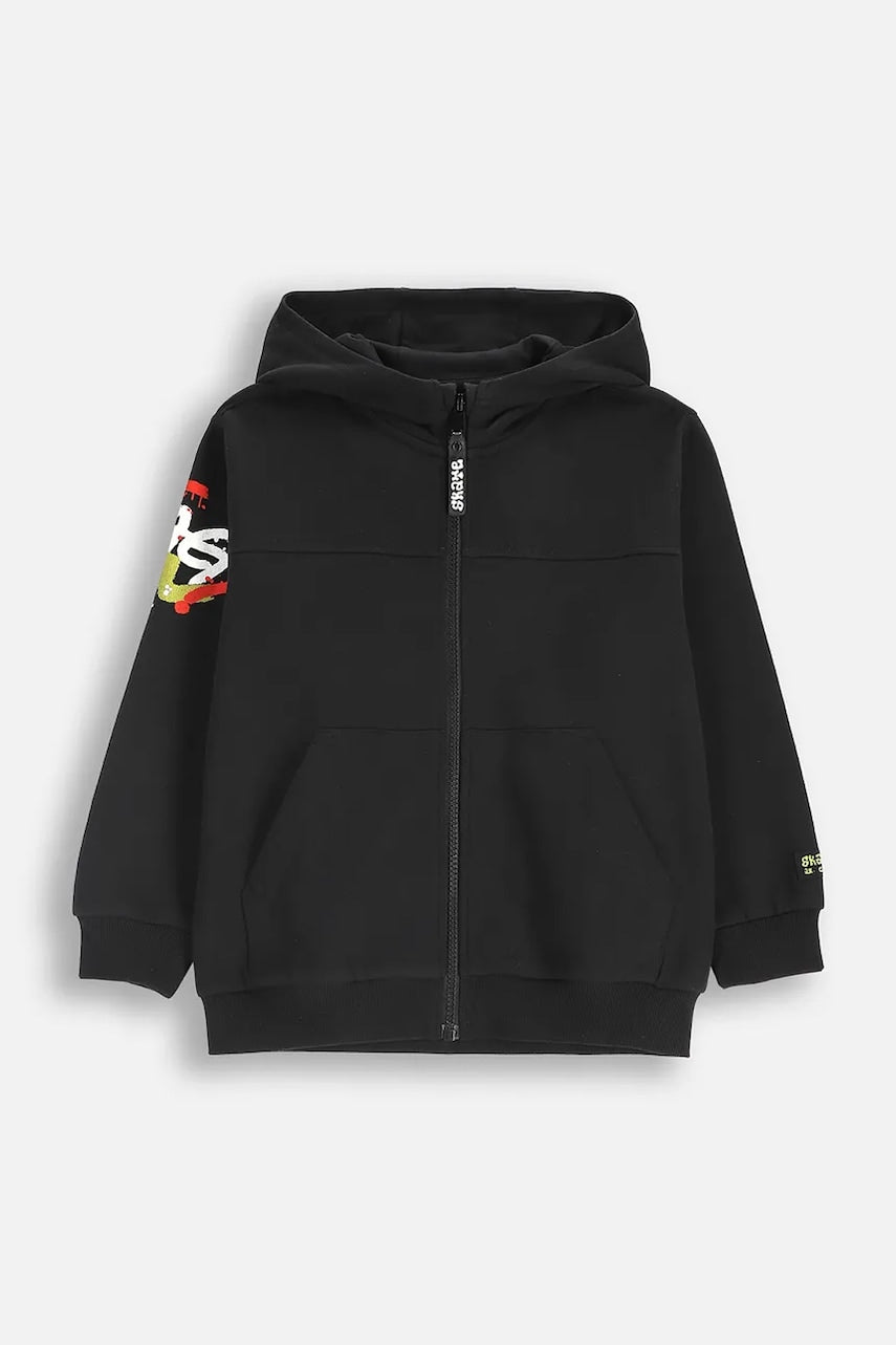 Pulover Coccodrillo črna barva, s kapuco, SPORTS BOY KIDS