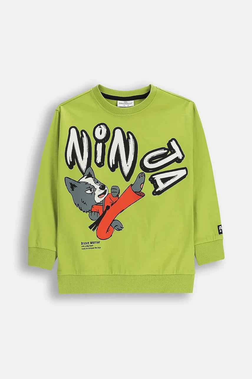 Otroški bombažen pulover Coccodrillo zelena barva, SPORTS BOY KIDS
