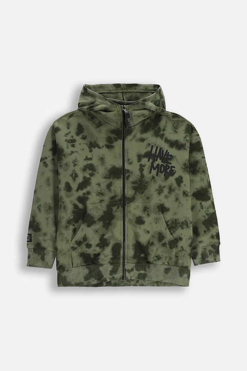 Pulover Coccodrillo zelena barva, s kapuco, SPORTS BOY JUNIOR