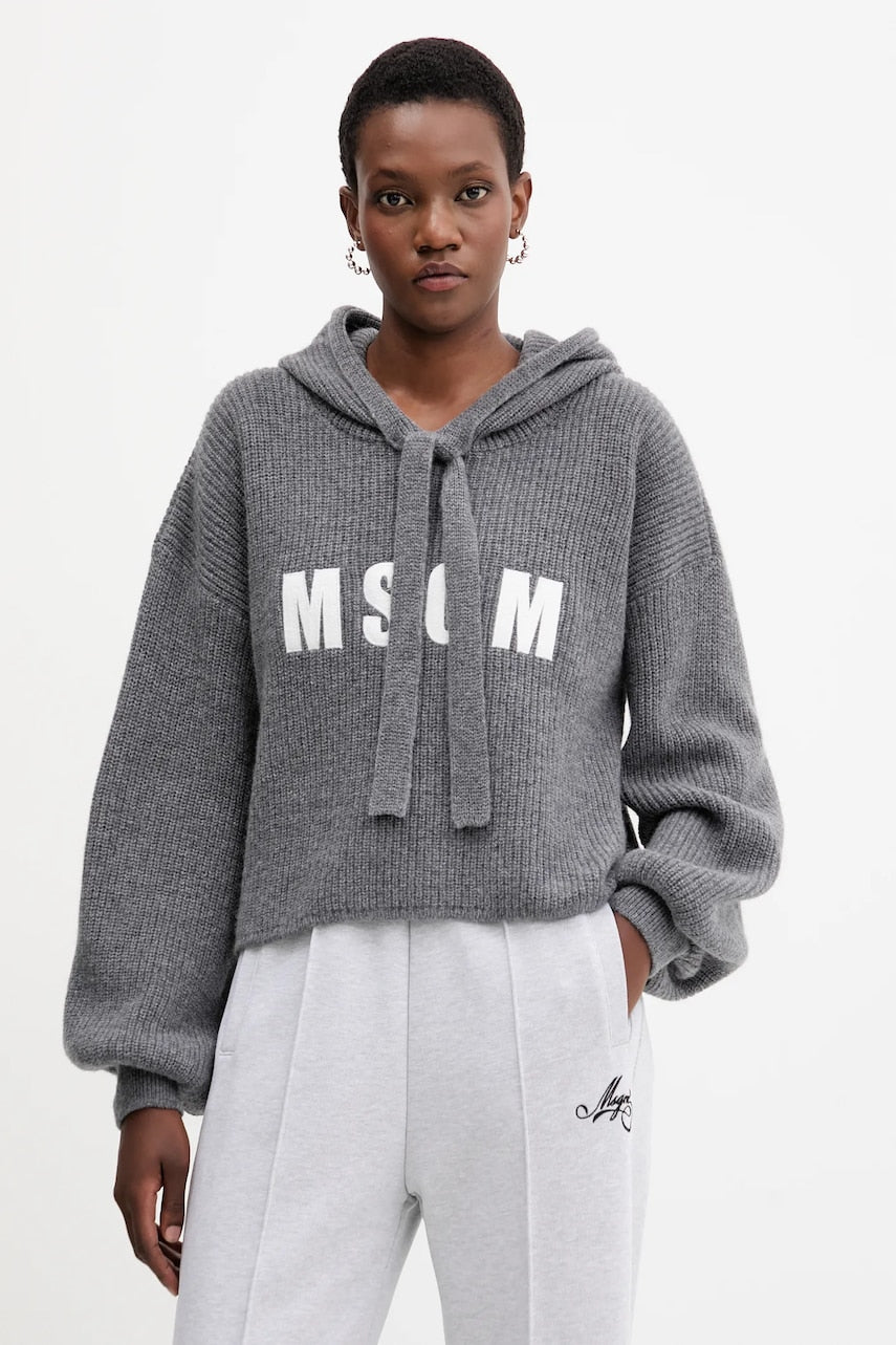 Vuneni pulover MSGM boja: siva, tople, 3941MDM219.257785