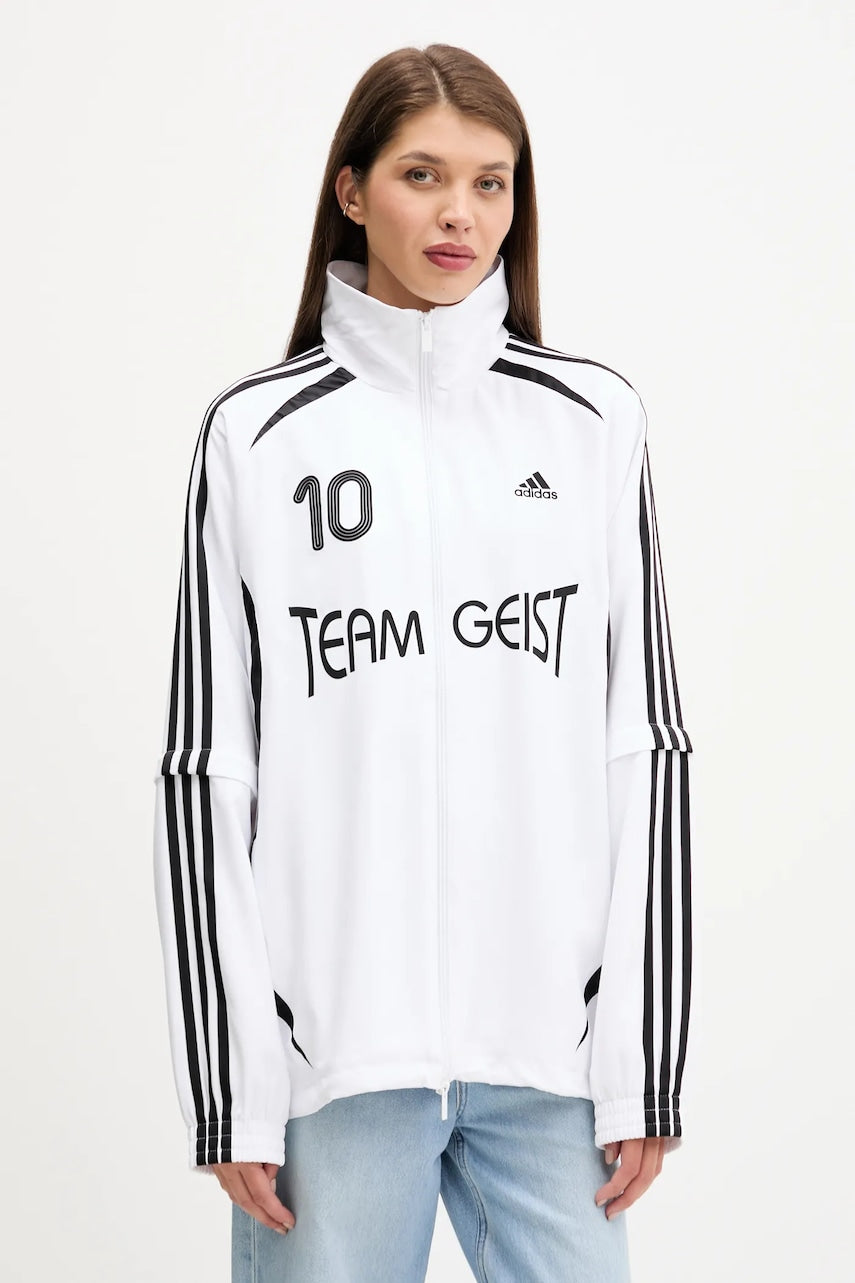 Pulover adidas Originals Ovzd Tracktop ženski, bela barva, KE7570