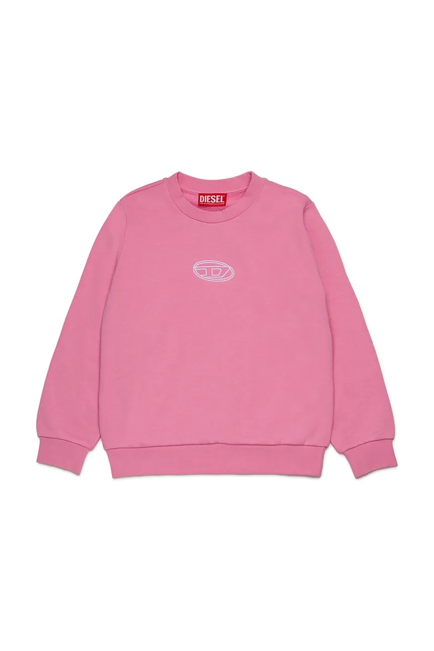 Otroški bombažen pulover Diesel SVALSY SWEAT-SHIRT roza barva, J02417