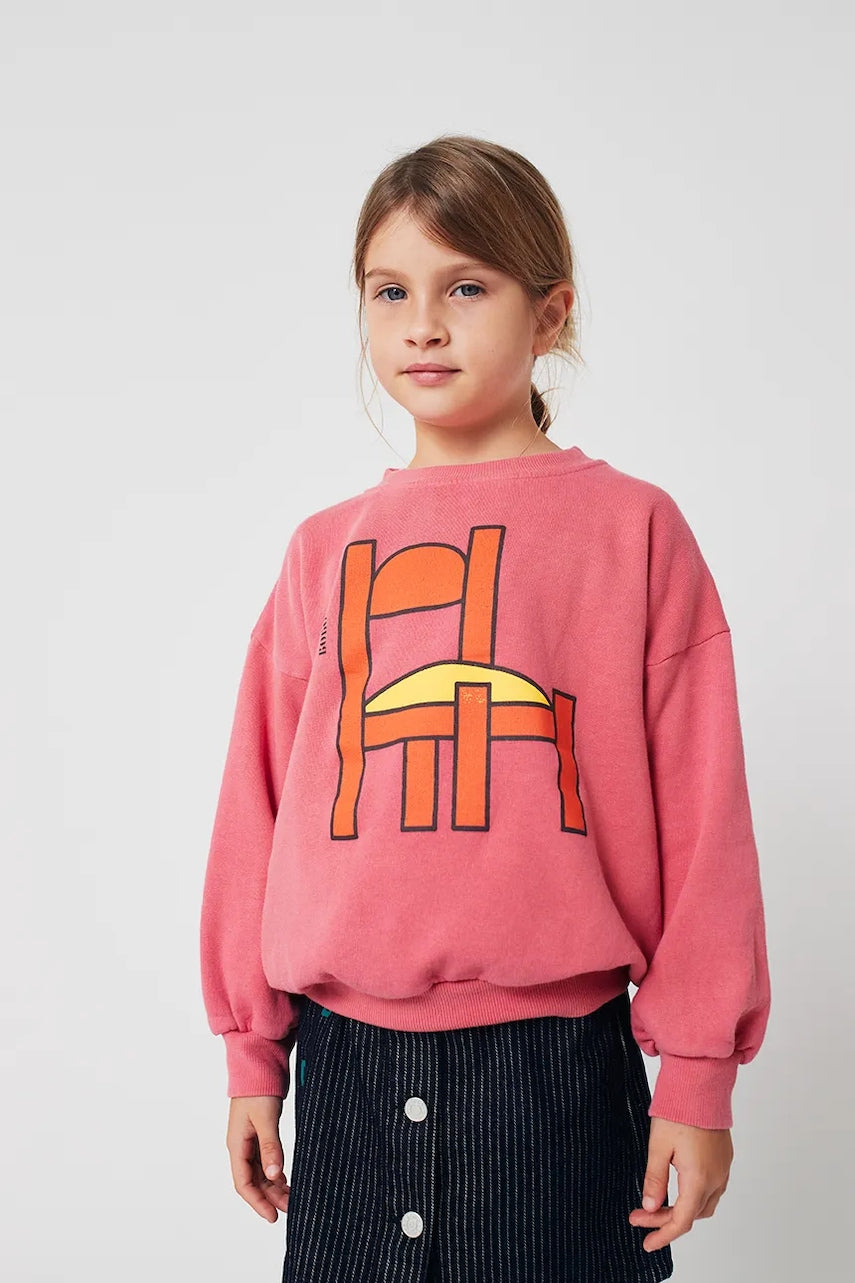 Otroški bombažen pulover Bobo Choses Chair roza barva, s kapuco, 225AC034