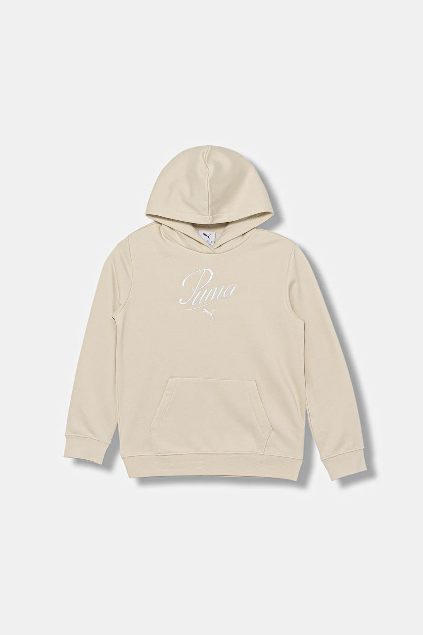 Dječja dukserica Puma ESS SCRIPT Hoodie FL G boja: bež, s kapuljačom, s uzorkom, 688728