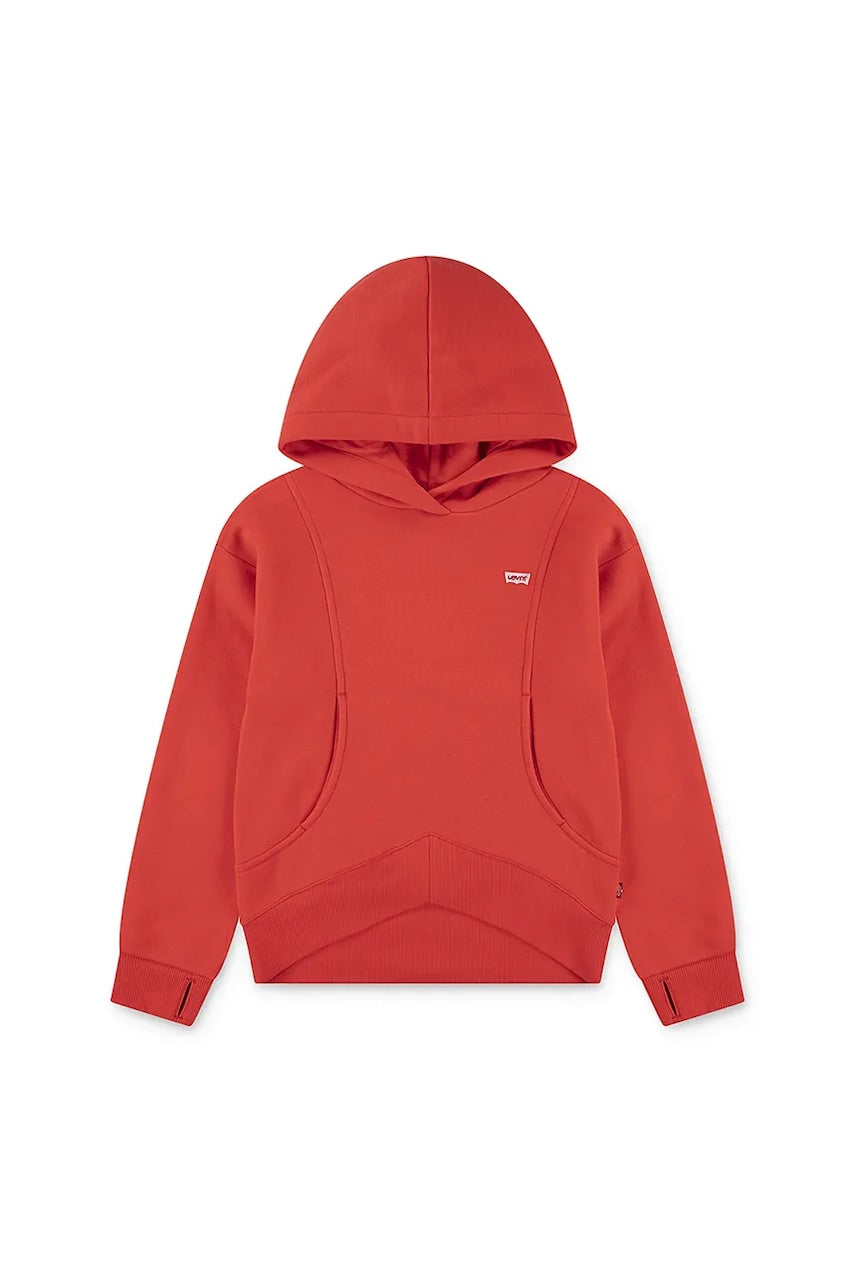 Dječja dukserica Levi's BATWING PATCH HOODIE boja: crvena, s kapuljačom, bez uzorka, 3EN447