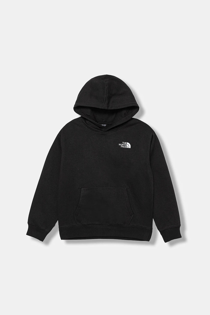 Otroški pulover The North Face TEEN ESSENTIAL OVERSIZED HOODIE črna barva, s kapuco, NF0A89HAJK31