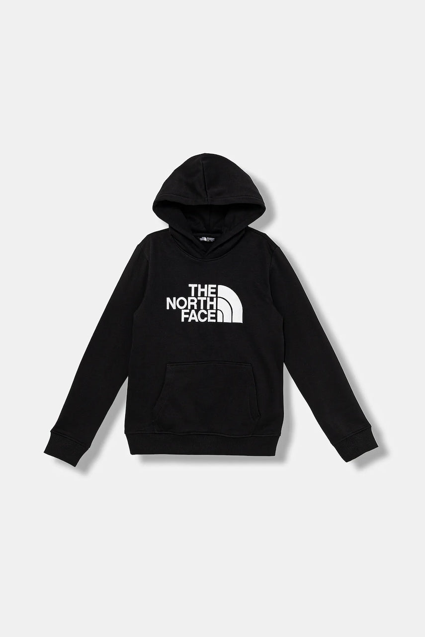 Otroški pulover The North Face TEEN DREW PEAK PULLOVER HOODIE črna barva, s kapuco, NF0A8EHHJK31