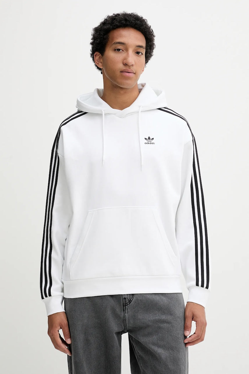 Pulover adidas Originals Baggy Hoodie moški, bela barva, s kapuco, JY1414