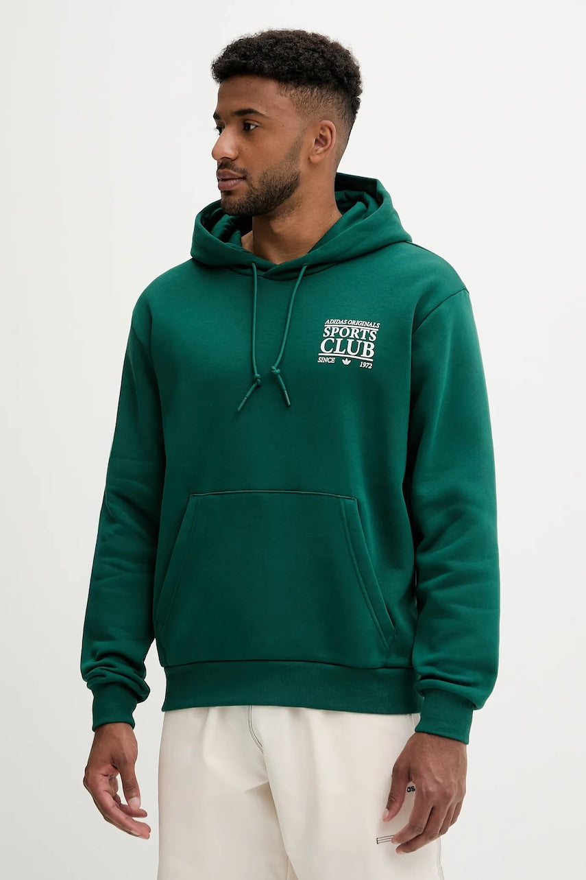 Pamučna dukserica adidas Originals Graphic Hoodie boja: zelena, s kapuljačom, s tiskom, JX3059
