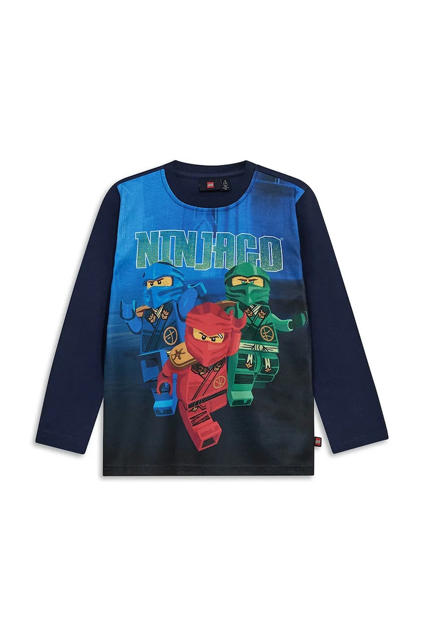 Dječja pamučna majica dugih rukava Lego LWTAFFY 607 boja: tamno plava, s tiskom, 11010888