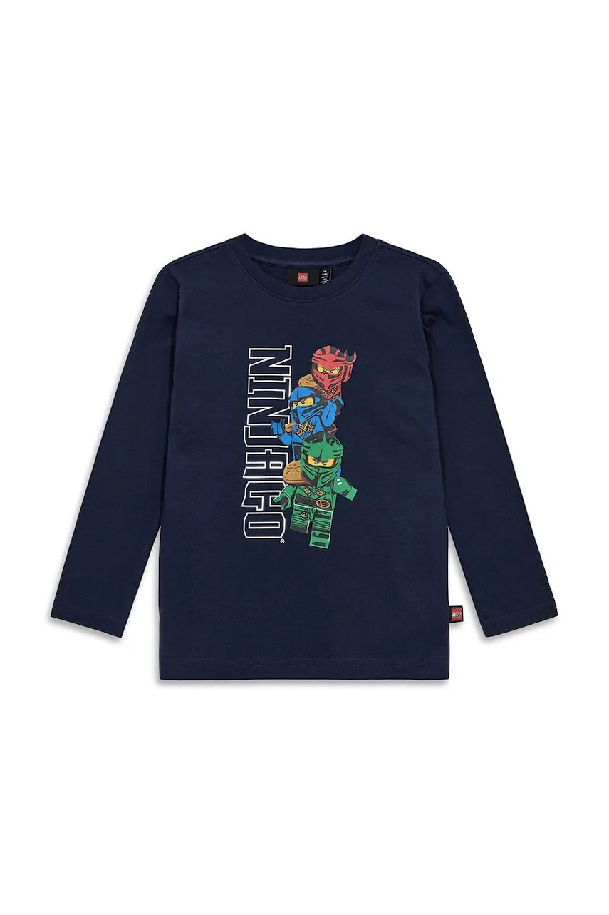 Dječja pamučna majica dugih rukava Lego LWTAFFY 622 boja: tamno plava, s tiskom, 11011248