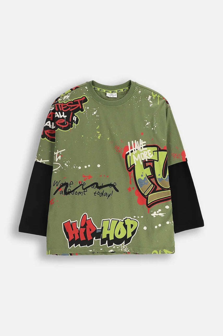 Otroška kratka majica Coccodrillo zelena barva, SPORTS BOY JUNIOR