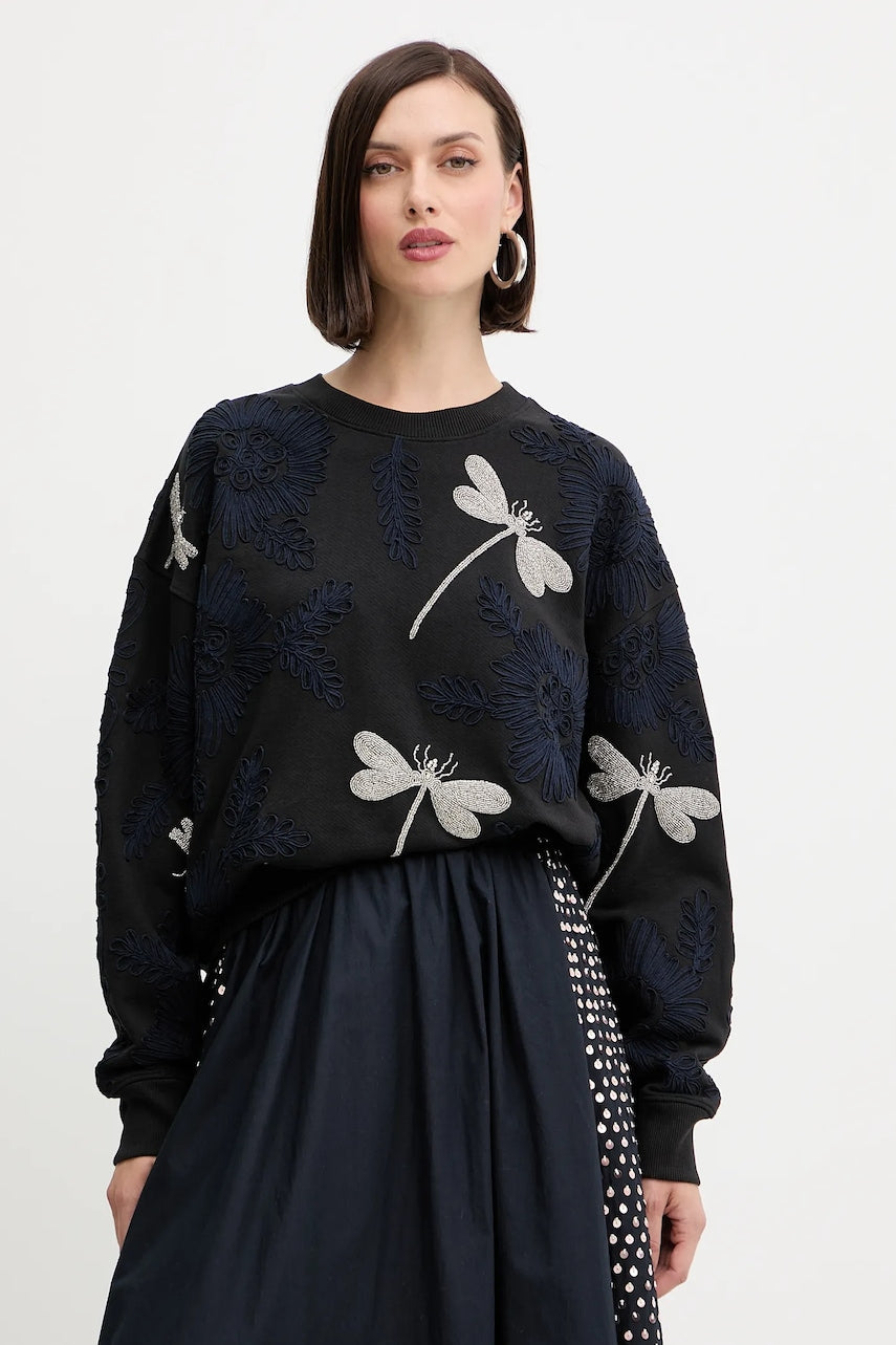 Dukserica Forte Forte za žene, boja: crna, s aplikacijom, 14041.my.t-shirt