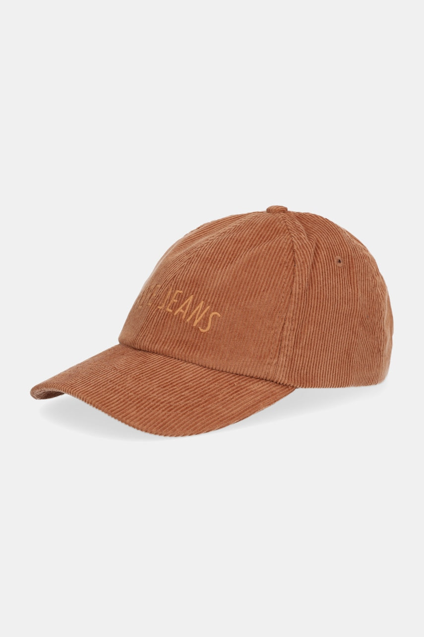Baseball kapa iz rebrastega žameta Pepe Jeans rjava barva, PL0400005