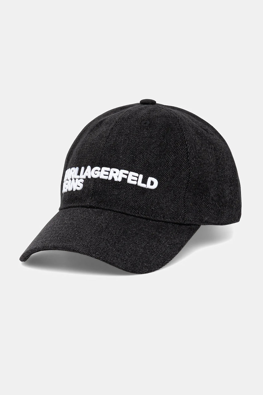Jeans baseball kapa Karl Lagerfeld Jeans črna barva, A3M33102