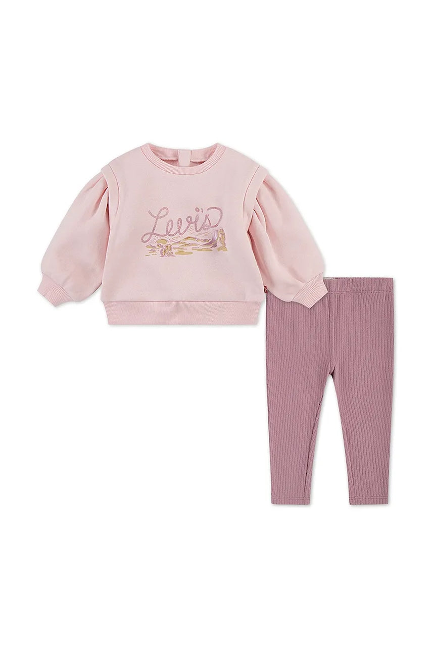 Komplet za bebe Levi's BLOUSON SLEEVE CREW & PANT boja: ružičasta, 1EN470