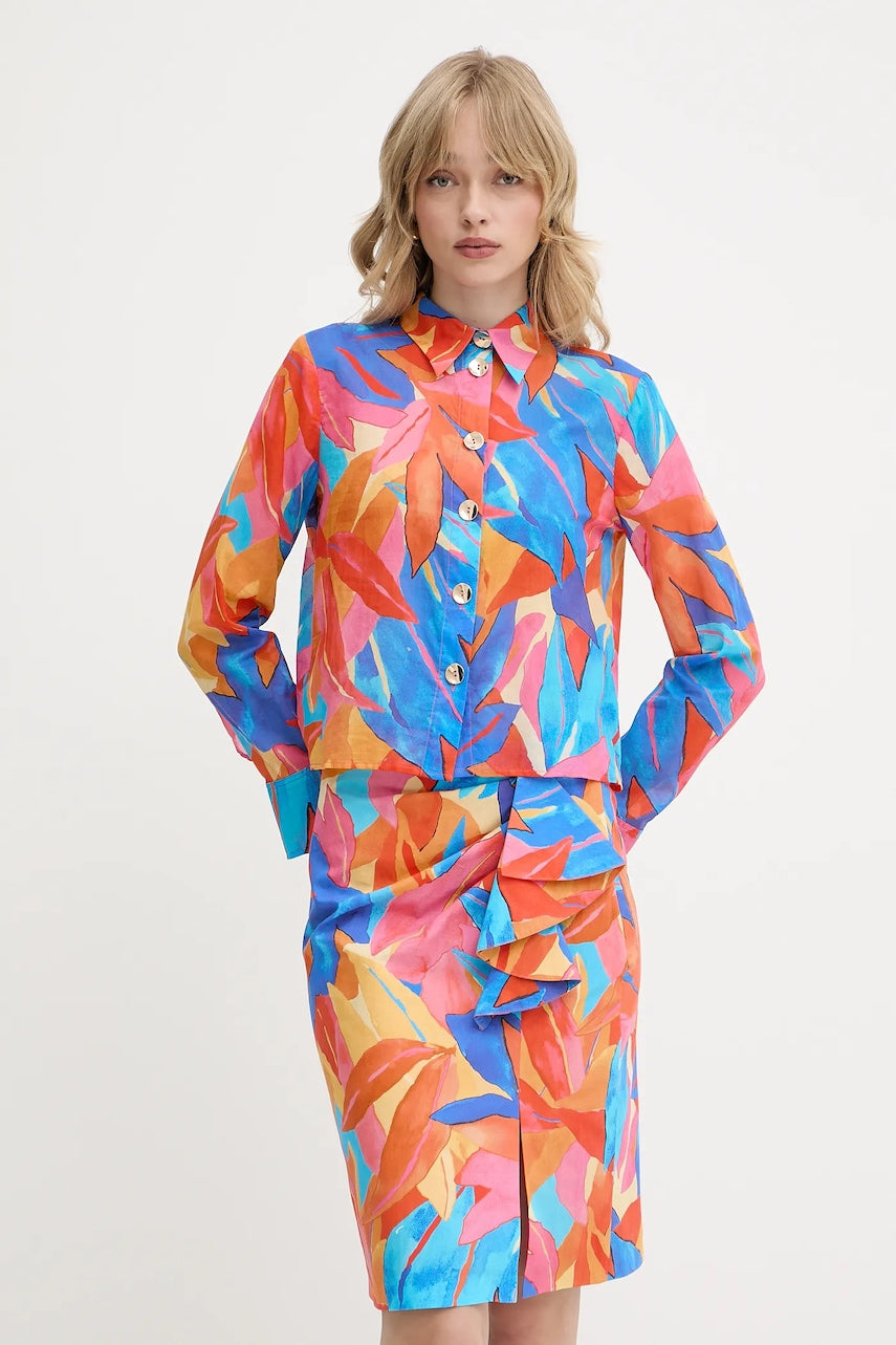 Pamučna košulja Morgan za žene, boja: narančasta, relaxed, s klasičnim ovratnikom, CANDY.F