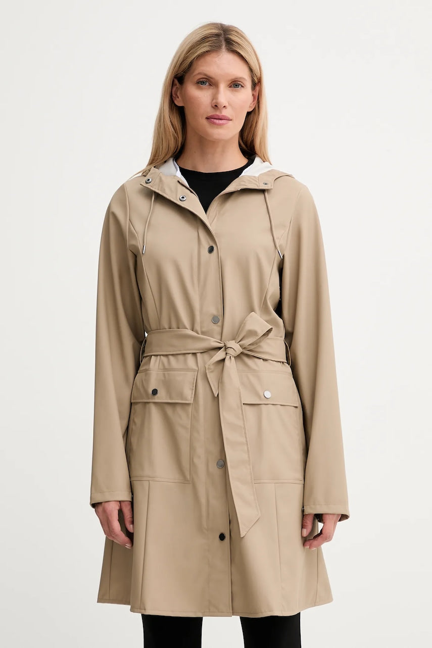 Jakna Rains 18130 Curve Long Jacket bež barva, 18130