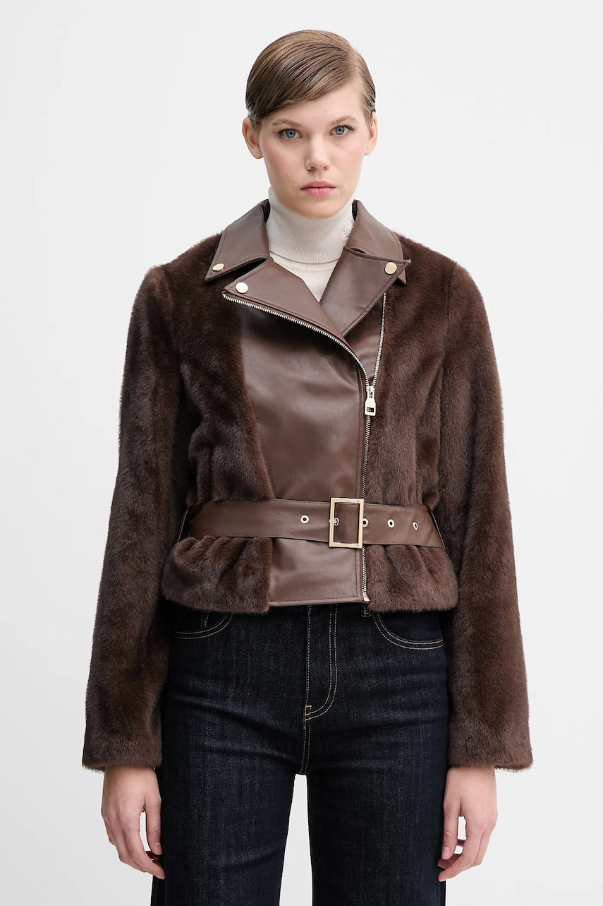 Biker jakna Gaudi rjava barva, 521FD39004