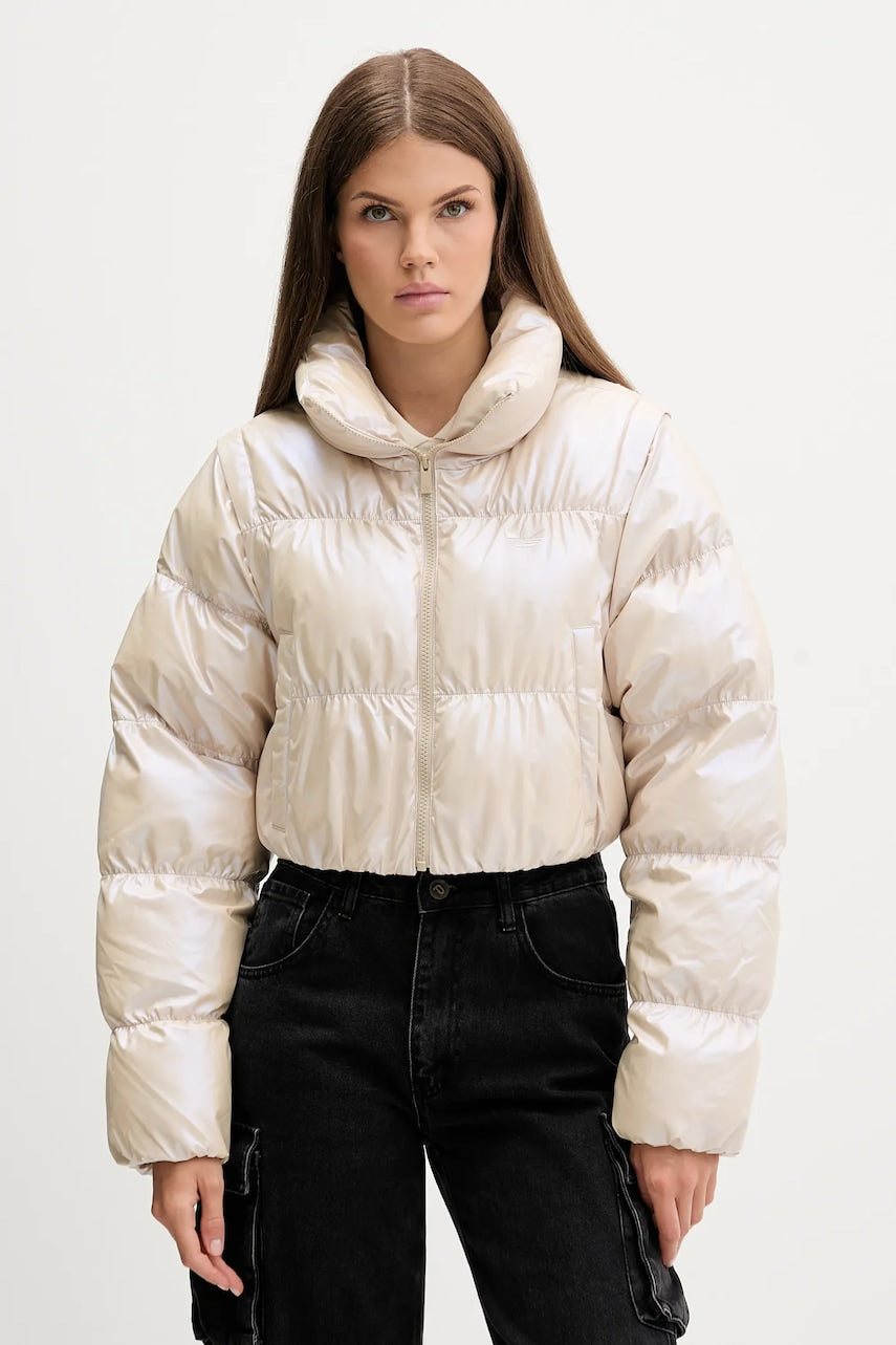 Jakna adidas Originals Ess Glossy bež barva, JX2985