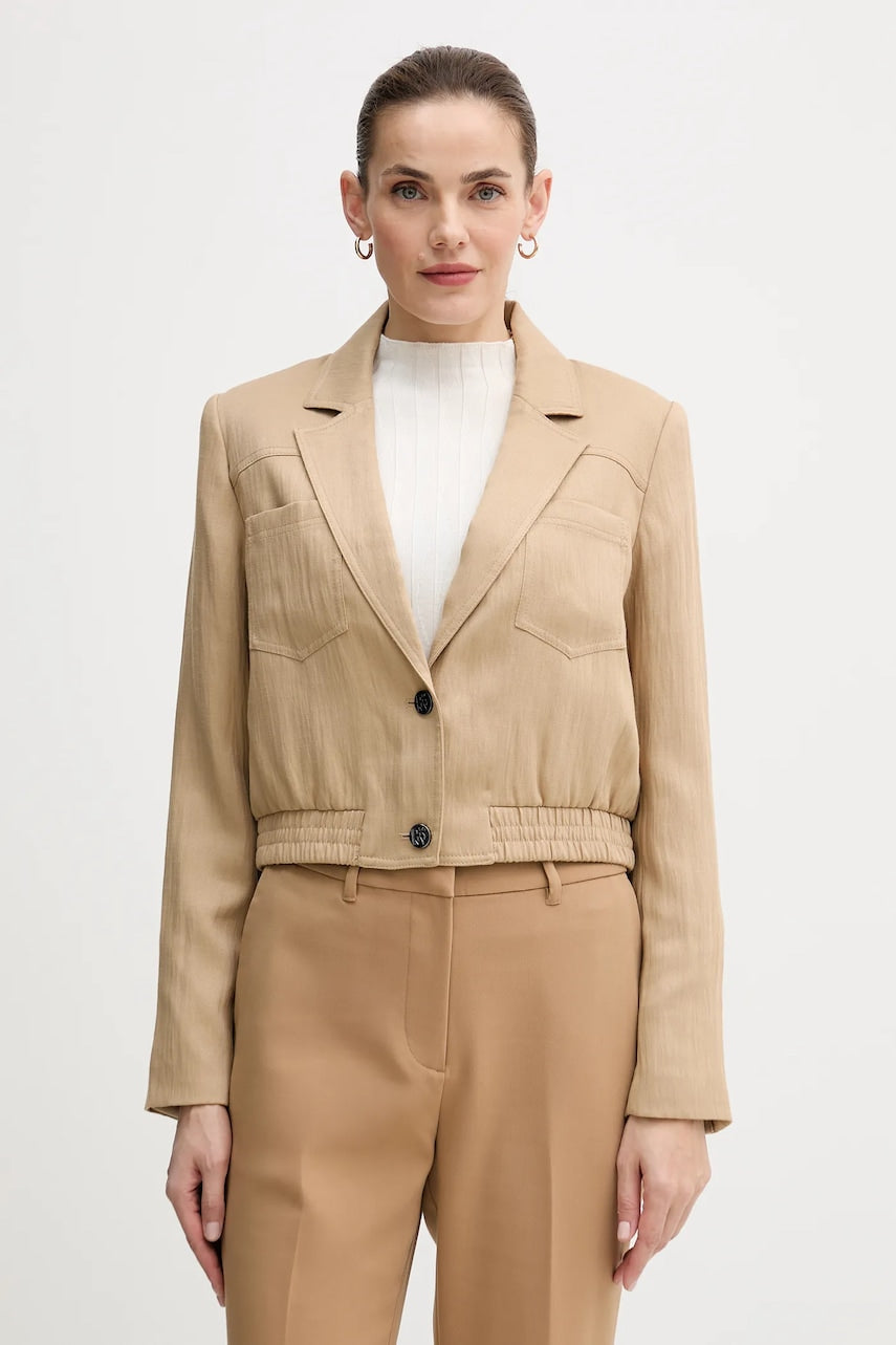 Jakna Dkny WOVEN JACKET boja: bež, za prijelazno razdoblje, P5GCTC12