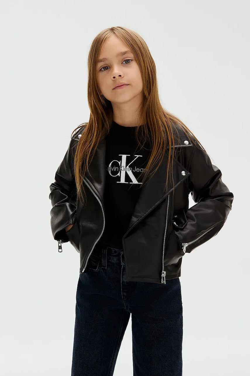 Dječja biker jakna Calvin Klein Jeans boja: crna, IG0IG02982
