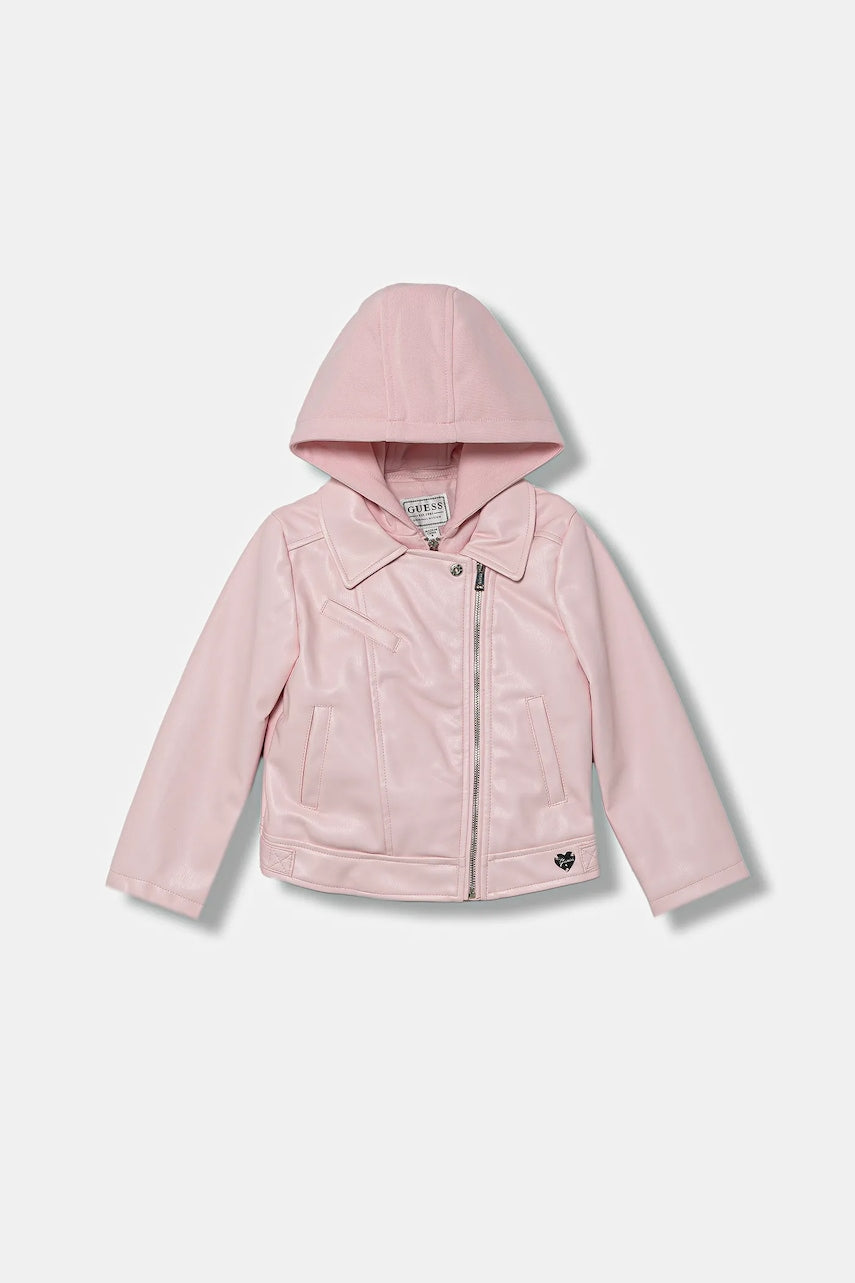 Dječja biker jakna Guess boja: ružičasta, K5YL00 WAEI0