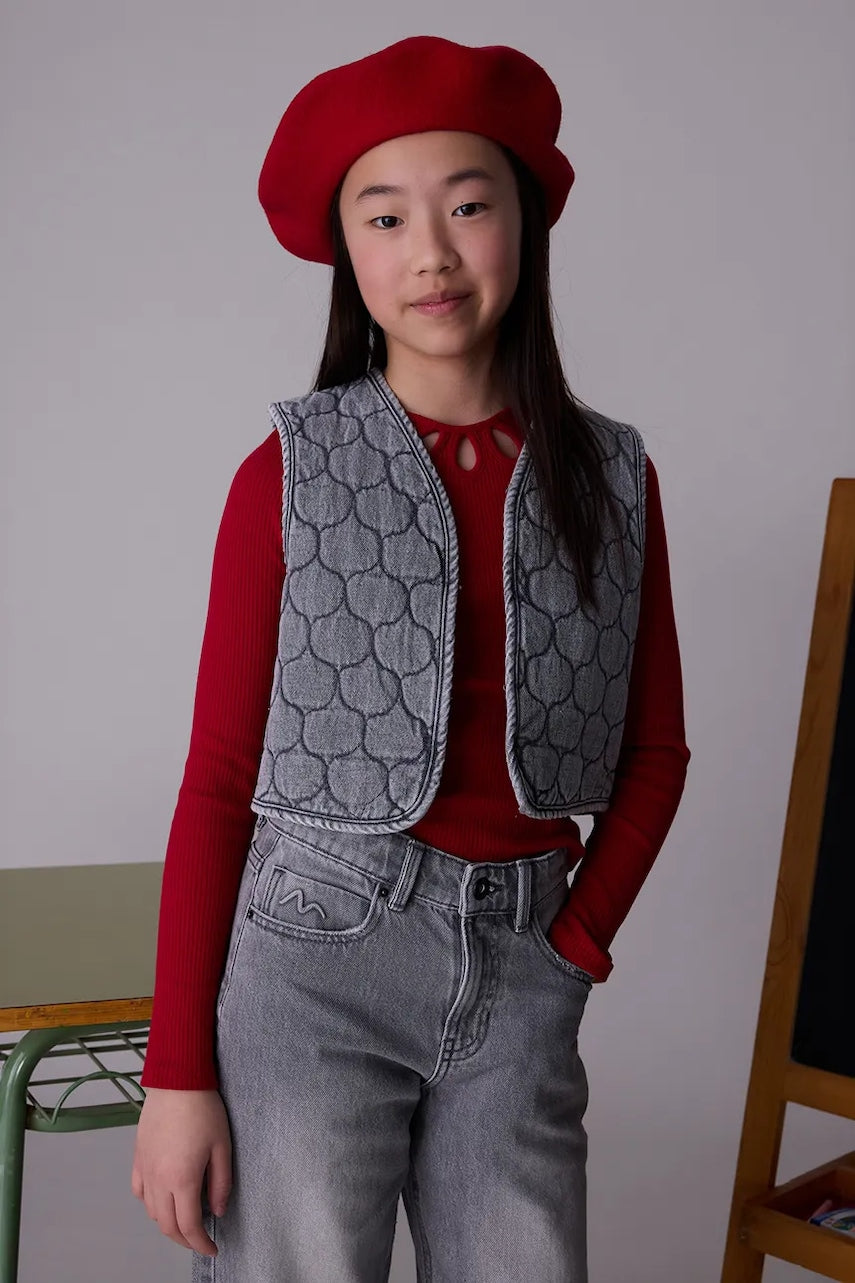 Otroški telovnik iz jeansa Mayoral siva barva, 7319