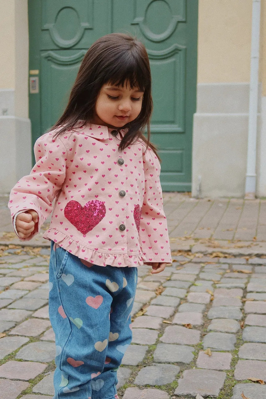 Dječja pamučna jakna Konges Sløjd NOLA SEQUIN SHIRT JACKET GOTS boja: ružičasta, KS103948