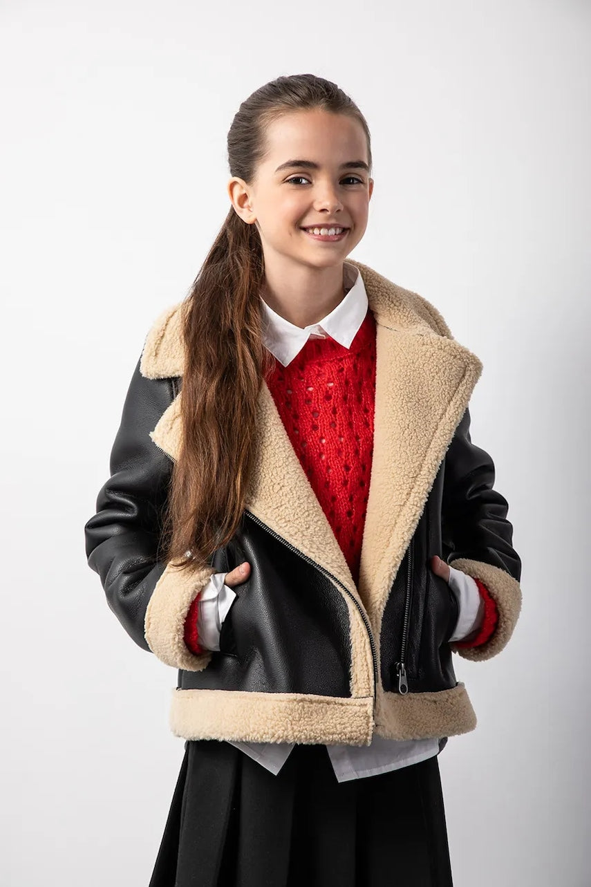 Otroška jakna Coccodrillo črna barva, OUTERWEAR GIRL JUNIOR
