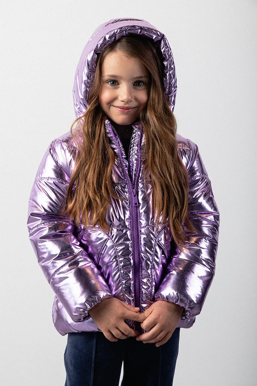 Otroška zimska jakna Coccodrillo vijolična barva, OUTERWEAR GIRL KIDS