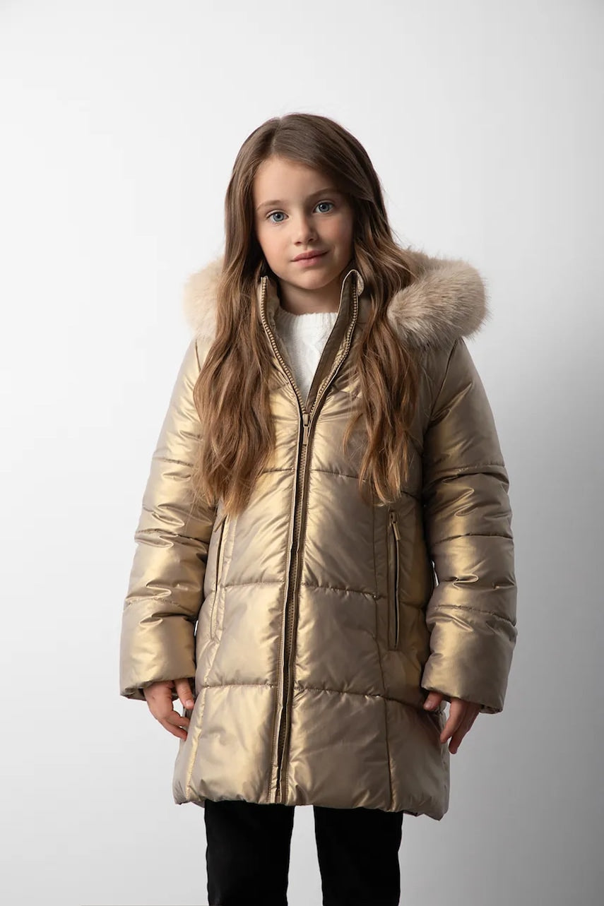 Dječja jakna Coccodrillo boja: zlatna, OUTERWEAR GIRL KIDS