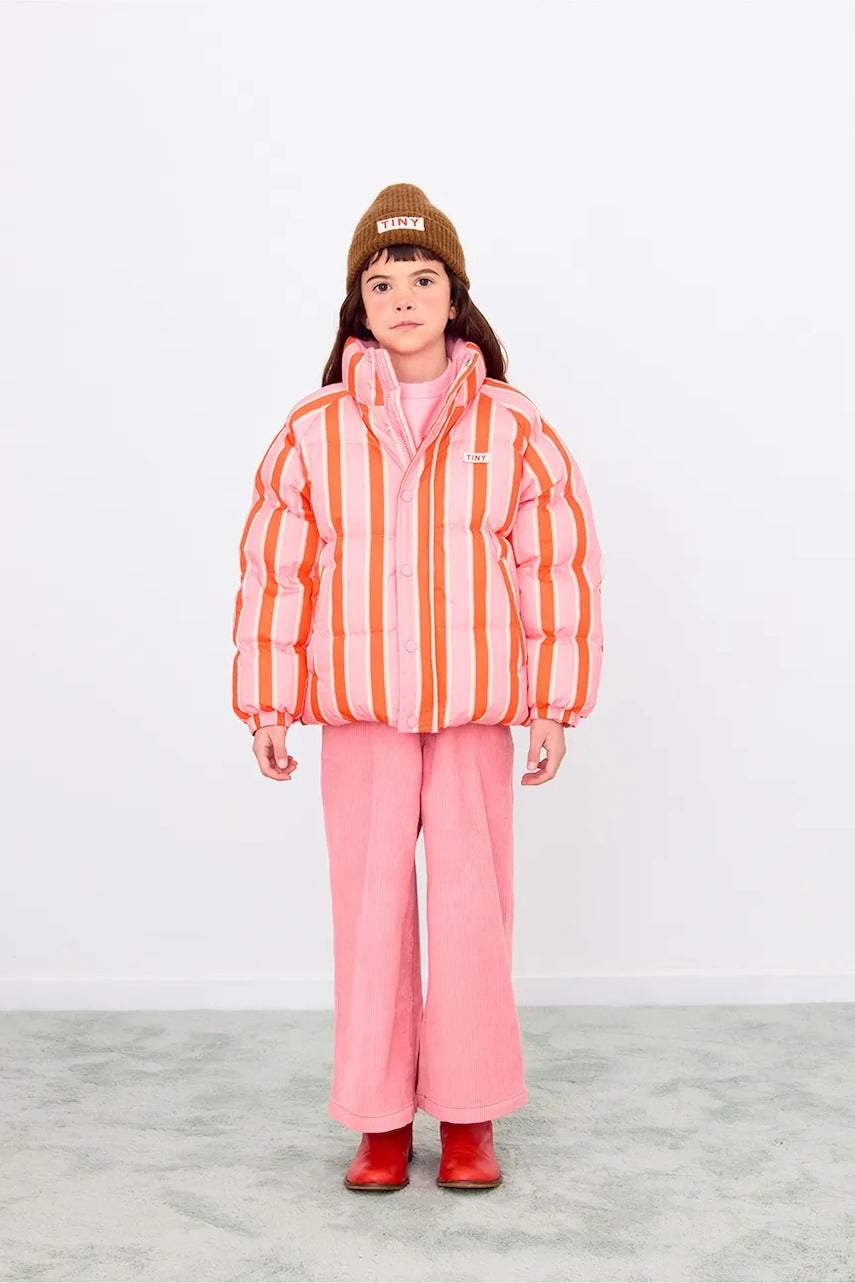 Dječja jakna Tinycottons RETRO STRIPES SHORT PADDED JACKET boja: ružičasta, AW25-147
