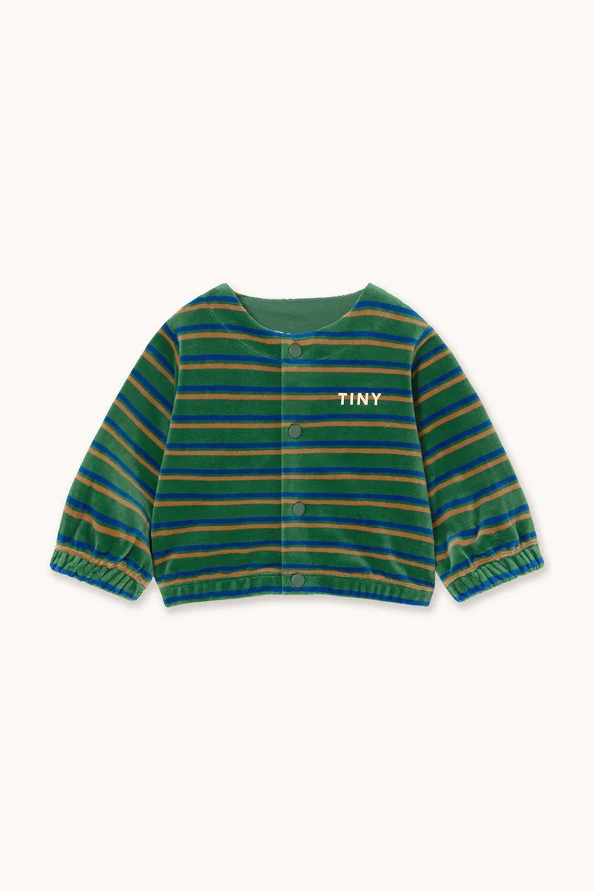 Jakna za bebe Tinycottons DUO STRIPES BABY JACKET boja: zelena, AW25-253