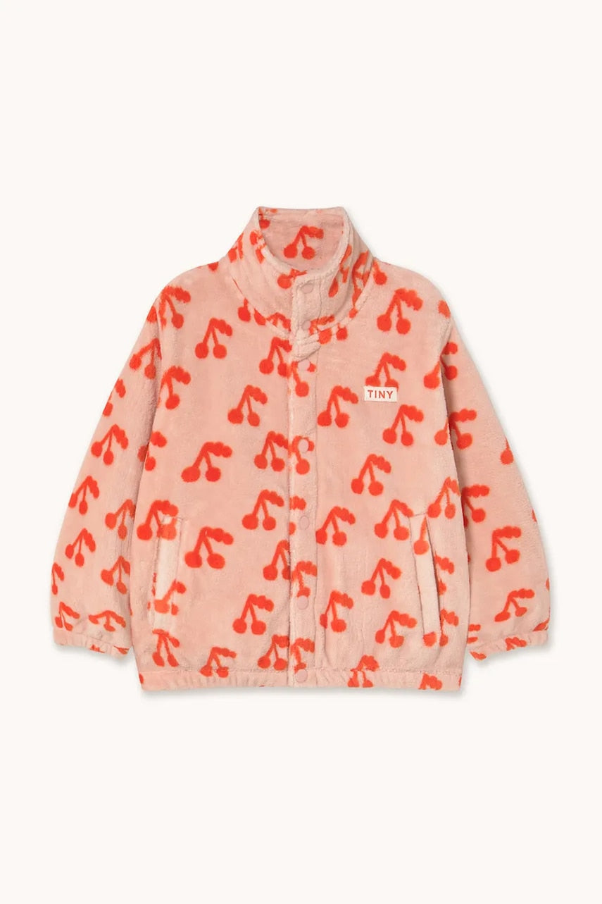 Otroška jakna Tinycottons CHERRIES POLAR JACKET oranžna barva, AW25-568